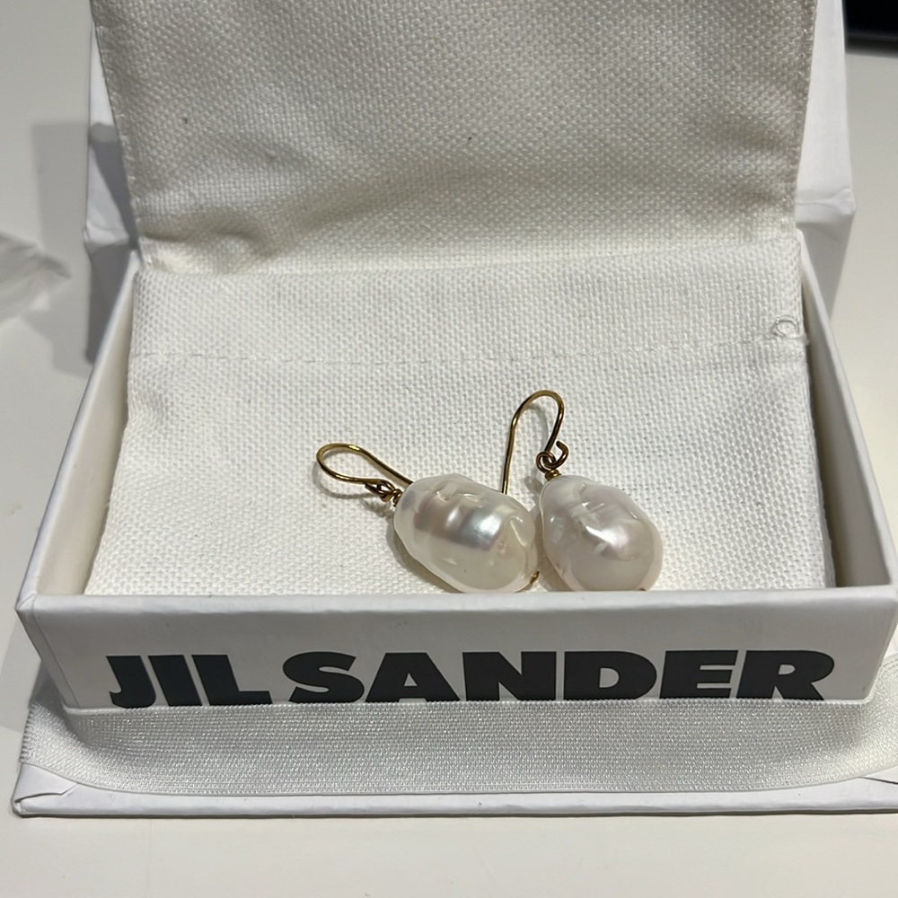Jil Sander Baroque Pearls Grainy Earrings, Brand New
